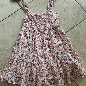 Lush Floral Dress with Red and Green Accents